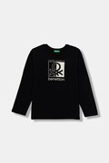 United Colors of Benetton longsleeve bawełniany dziecięcy kolor czarny z nadrukiem 3ATNC10QU