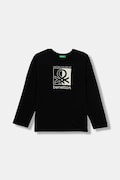 United Colors of Benetton longsleeve bawełniany dziecięcy kolor czarny z nadrukiem 3ATNC10QU