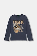 United Colors of Benetton longsleeve bawełniany dziecięcy kolor granatowy z nadrukiem 3ATNC10R8