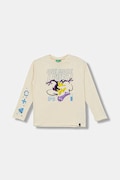 United Colors of Benetton longsleeve bawełniany dziecięcy kolor beżowy z nadrukiem 3ATNC10RL