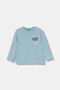 United Colors of Benetton longsleeve bawełniany dziecięcy kolor niebieski z nadrukiem 3ATNG10KT