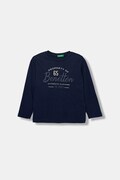 United Colors of Benetton longsleeve bawełniany dziecięcy kolor granatowy z nadrukiem 3ATNG10KT