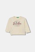 United Colors of Benetton longsleeve bawełniany dziecięcy kolor beżowy z nadrukiem 3ATNG10KT