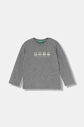 United Colors of Benetton longsleeve bawełniany dziecięcy kolor szary z nadrukiem 3ATNG10KT
