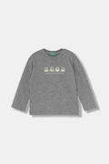United Colors of Benetton longsleeve bawełniany dziecięcy kolor szary z nadrukiem 3ATNG10KT
