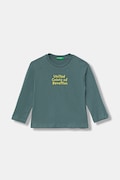United Colors of Benetton longsleeve bawełniany dziecięcy kolor zielony z nadrukiem 3ATNG10KT