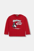 United Colors of Benetton longsleeve bawełniany dziecięcy kolor czerwony z nadrukiem 3ATNG10KU