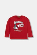 United Colors of Benetton longsleeve bawełniany dziecięcy kolor czerwony z nadrukiem 3ATNG10KU