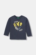 United Colors of Benetton longsleeve bawełniany dziecięcy kolor granatowy z nadrukiem 3ATNG10KU