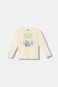 United Colors of Benetton longsleeve bawełniany dziecięcy kolor beżowy z nadrukiem 3ATNG10KU