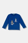 United Colors of Benetton longsleeve bawełniany dziecięcy kolor niebieski z nadrukiem 3ATNG10KV