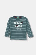 United Colors of Benetton longsleeve bawełniany dziecięcy kolor zielony wzorzysty 3XVJG10KW
