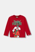 United Colors of Benetton longsleeve bawełniany dziecięcy kolor czerwony z nadrukiem 3ATNG10L4