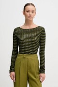 Tričko s dlouhým rukávem s přídavkem vlny United Colors of Benetton zelená barva, 328PD109Y