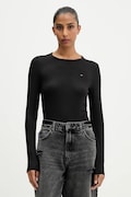Tommy Jeans longsleeve culoarea negru, DW0DW21568