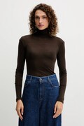 Weekend Max Mara longsleeve z dodatkiem wełny TESEO kolor brązowy z golfem 2525946052600