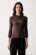 Patrizia Pepe longsleeve damski bawełniany z elastanem brązowy 2M4512 J355