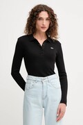 Βαμβακερή μπλούζα με μακριά μανίκια Lacoste χρώμα: μαύρο, DF5281