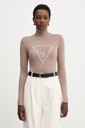 Guess sweter MELANIE damski kolor beżowy lekki z golfem W5BR39 Z2NQ2