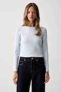Calvin Klein Jeans longsleeve damski bawełniany z elastanem niebieski LV047A803G