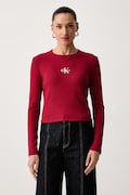 Calvin Klein Jeans longsleeve damski bawełniany z elastanem bordowy LV047A803G