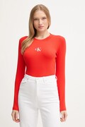 Tričko s dlouhým rukávem Calvin Klein Jeans červená barva, LV047A803G