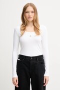Tričko s dlhým rukávom Calvin Klein Jeans biela farba, LV047D218G