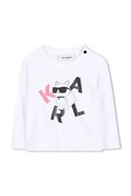 Παιδικό βαμβακερό μακρυμάνικο Karl Lagerfeld χρώμα: άσπρο, Z30962
