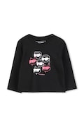 Karl Lagerfeld longsleeve bawełniany dziecięcy kolor czarny Z30962