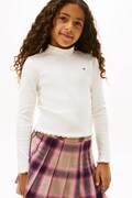 Tommy Hilfiger longsleeve dziecięcy z bawełną kolor biały z półgolfem KG0KG08802