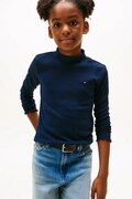 Tommy Hilfiger longsleeve dziecięcy z bawełną kolor granatowy z półgolfem KG0KG08802