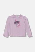 Дитячий бавовняний лонгслів United Colors of Benetton колір фіолетовий 3JERG10KB