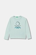 United Colors of Benetton longsleeve bawełniany dziecięcy kolor turkusowy 3ATNC10RG