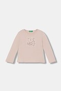 United Colors of Benetton longsleeve bawełniany dziecięcy kolor różowy 3ATNG10KZ