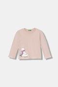 United Colors of Benetton longsleeve bawełniany dziecięcy kolor różowy 3ATNG10L7