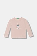 United Colors of Benetton longsleeve bawełniany dziecięcy kolor różowy 3ATNG10L8