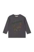 Konges Sløjd longsleeve dziecięcy z bawełną ERA LS TEE OCS kolor szary z nadrukiem KS103805