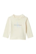Tričko s dlhým rukávom pre bábätká Calvin Klein Jeans béžová farba, s potlačou, IN0IN00335