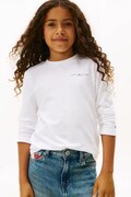 Дитячий бавовняний лонгслів Tommy Hilfiger колір білий з принтом KS0KS00655