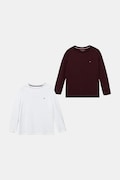 Дитячий бавовняний лонгслів Tommy Hilfiger 2-pack колір бордовий однотонна UK0UK00077