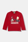 Otroška bombažna majica z dolgimi rokavi United Colors of Benetton rdeča barva, 3ATNC10RK