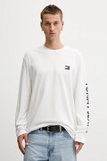 Tommy Jeans longsleeve din bumbac culoarea bej, cu imprimeu, DM0DM21976