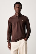 Polo Ralph Lauren longsleeve męski bawełniany z elastanem brązowy 710955081