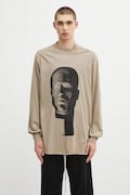 Rick Owens DRKSHDW longsleeve bawełniany Jumbo Ls T kolor beżowy z nadrukiem DU02E7261.RNEP1