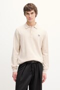Fred Perry sweter z wełną męskie kolor beżowy lekki K4535