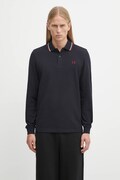 Fred Perry longsleeve bawełniany kolor granatowy gładki M3636