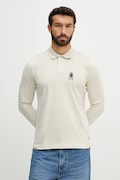 Aeronautica Militare longsleeve din bumbac culoarea bej, uni, PO1886UJ00703