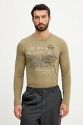 Aeronautica Militare longsleeve din bumbac culoarea verde, cu imprimeu, TS2475UJ00641