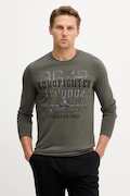 Aeronautica Militare longsleeve din bumbac culoarea gri, cu imprimeu, TS2477UJ00641