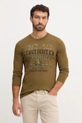 Aeronautica Militare longsleeve din bumbac culoarea verde, cu imprimeu, TS2477UJ00641